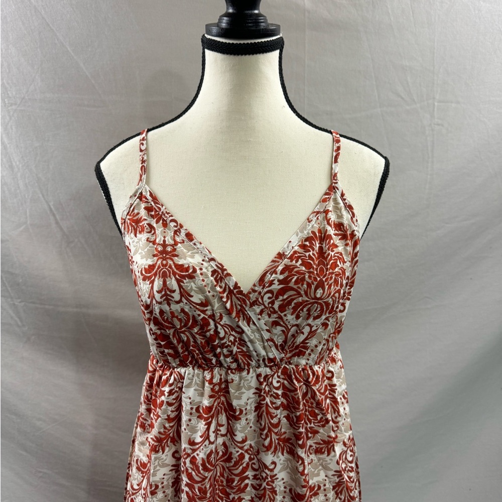 Boho Floral Print Sleeveless Cross-Front Maxi Dress Rust - Picture 7 of 9